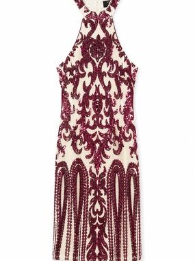 Windsor Wine Sequin Halter Midi Dress